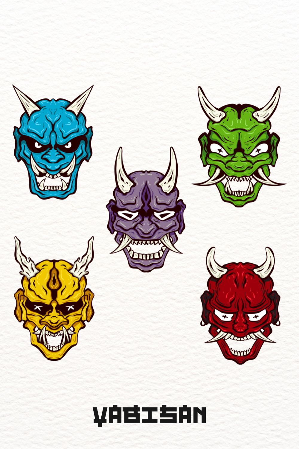 Oni Hannya Mask art set - Full Details pinterest preview image.