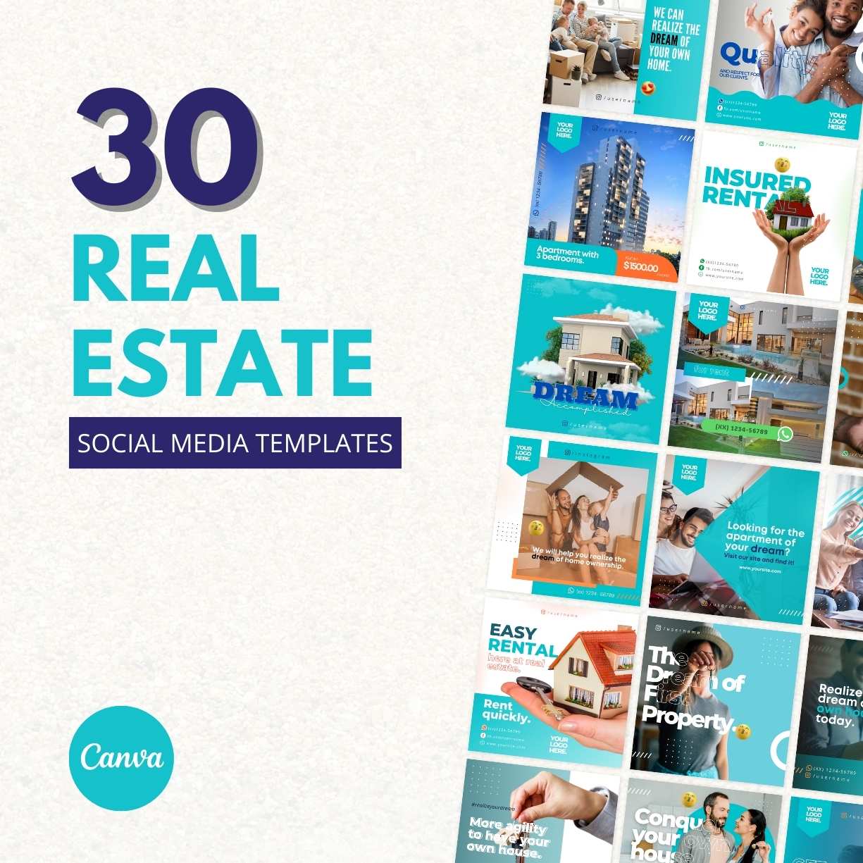 30 Real Estate Canva Templates For Social Media cover image.
