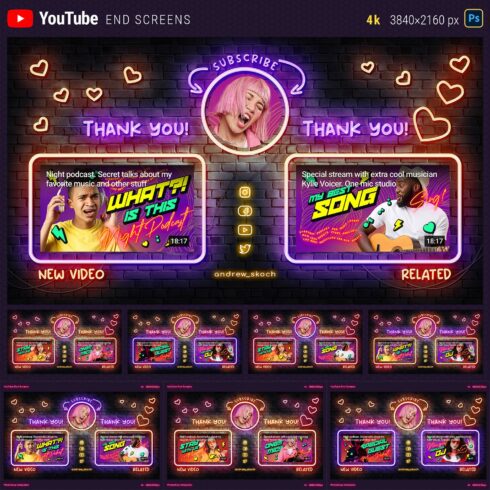 Neon YouTube End Screens cover image.