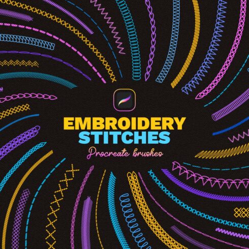 Embroidery Stitches Procreate Brushes cover image.