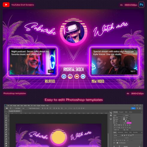 Neon YouTube End Screen cover image.