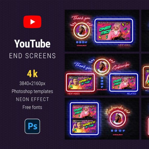 Neon YouTube End Screens cover image.