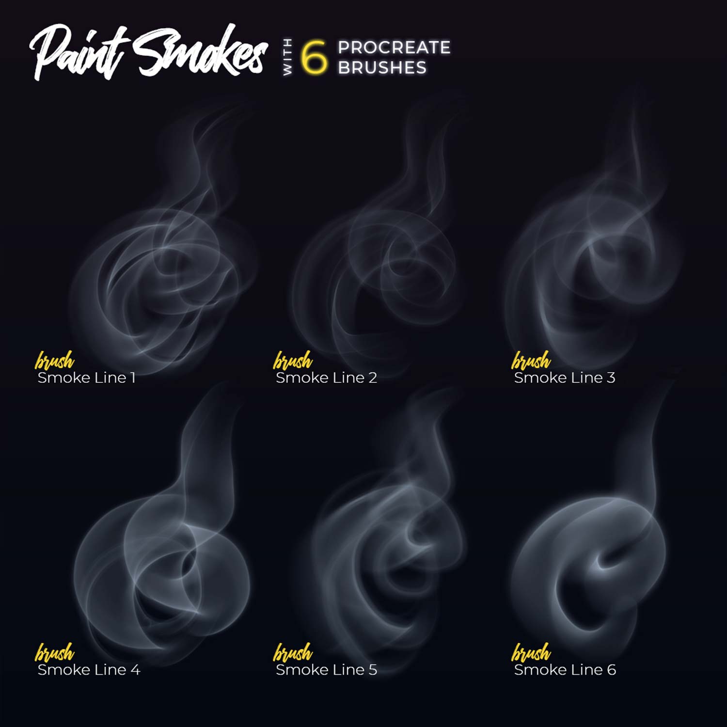 Smoke Procreate Brushes preview image.