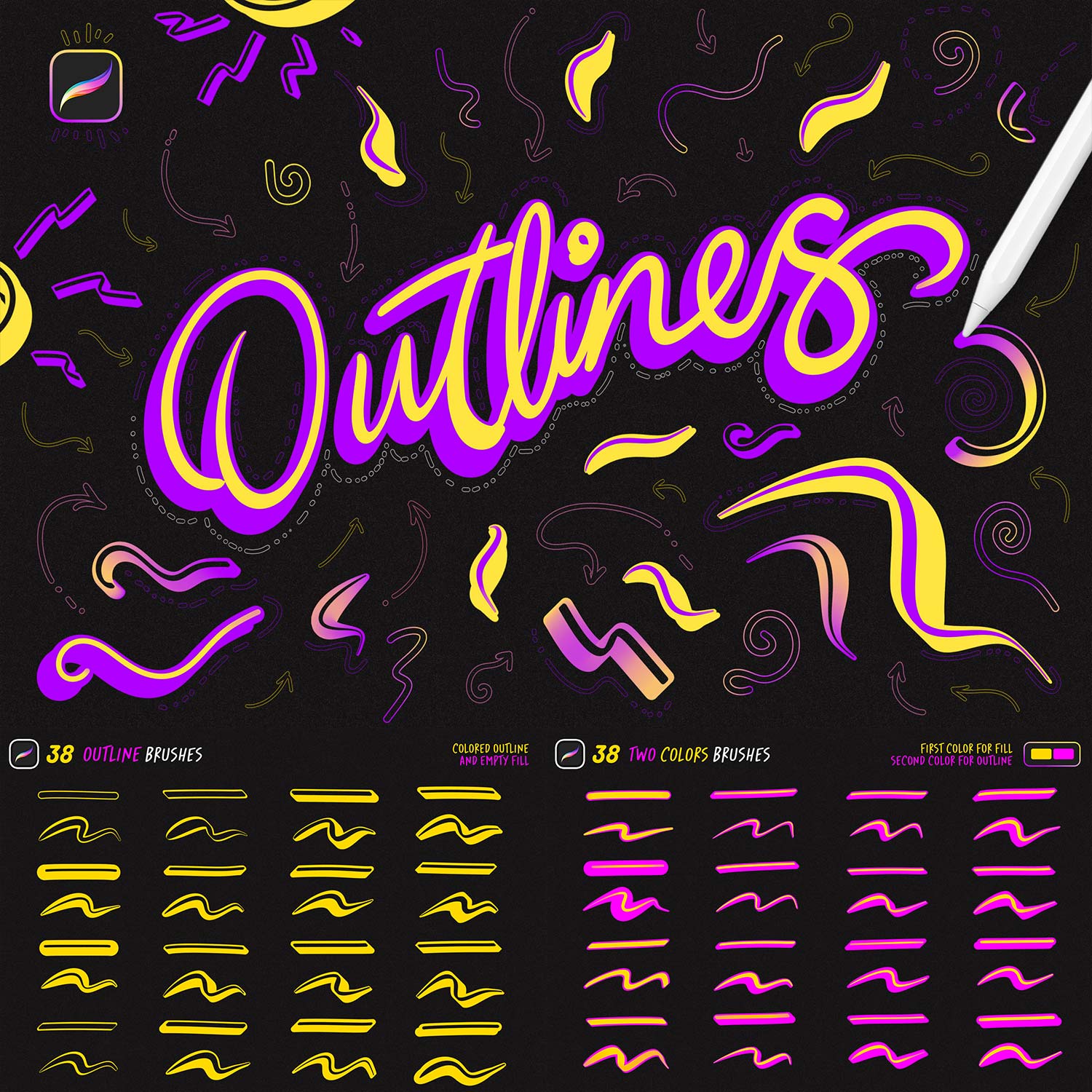 Outline Procreate Brushes preview image.