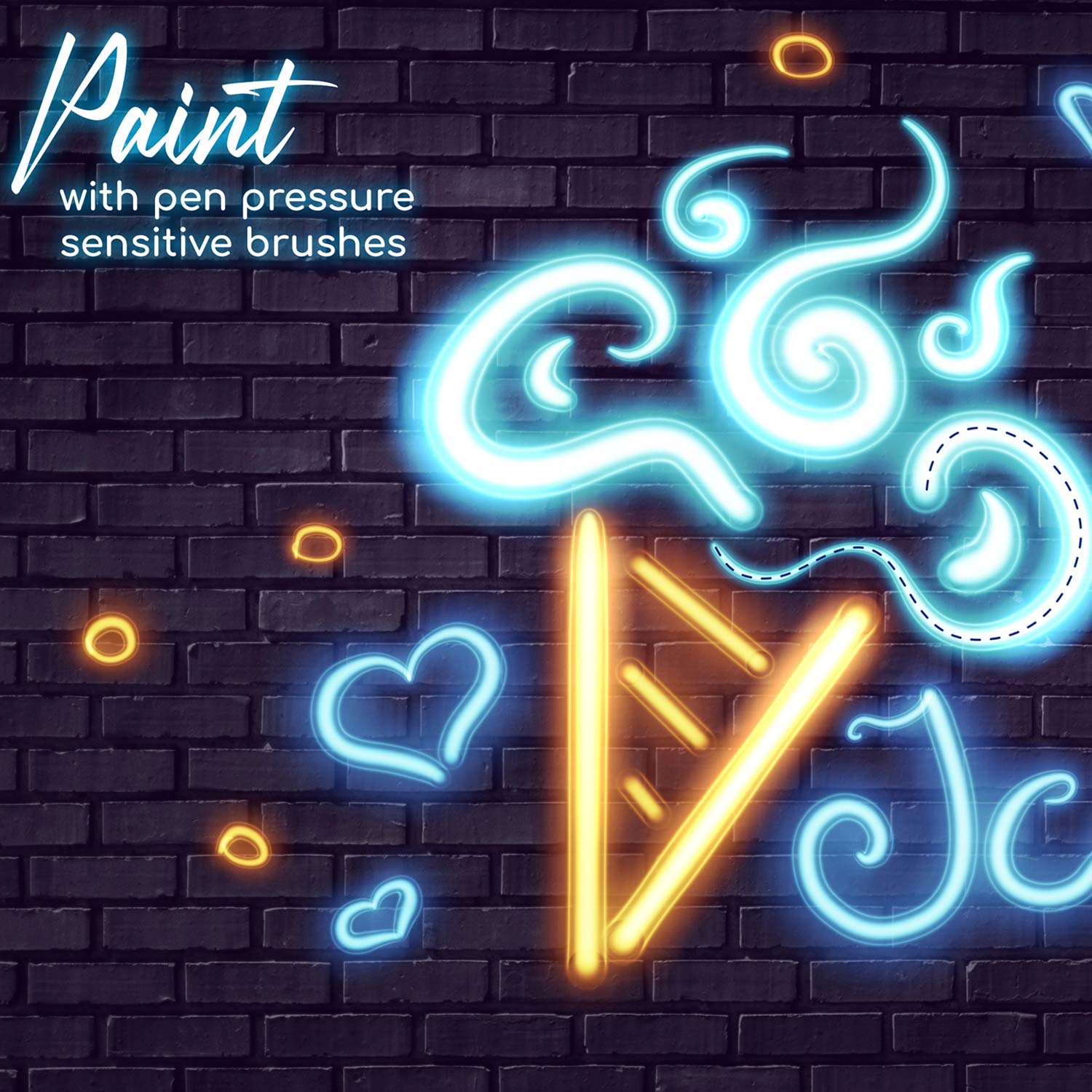 Neon Procreate Brushes preview image.