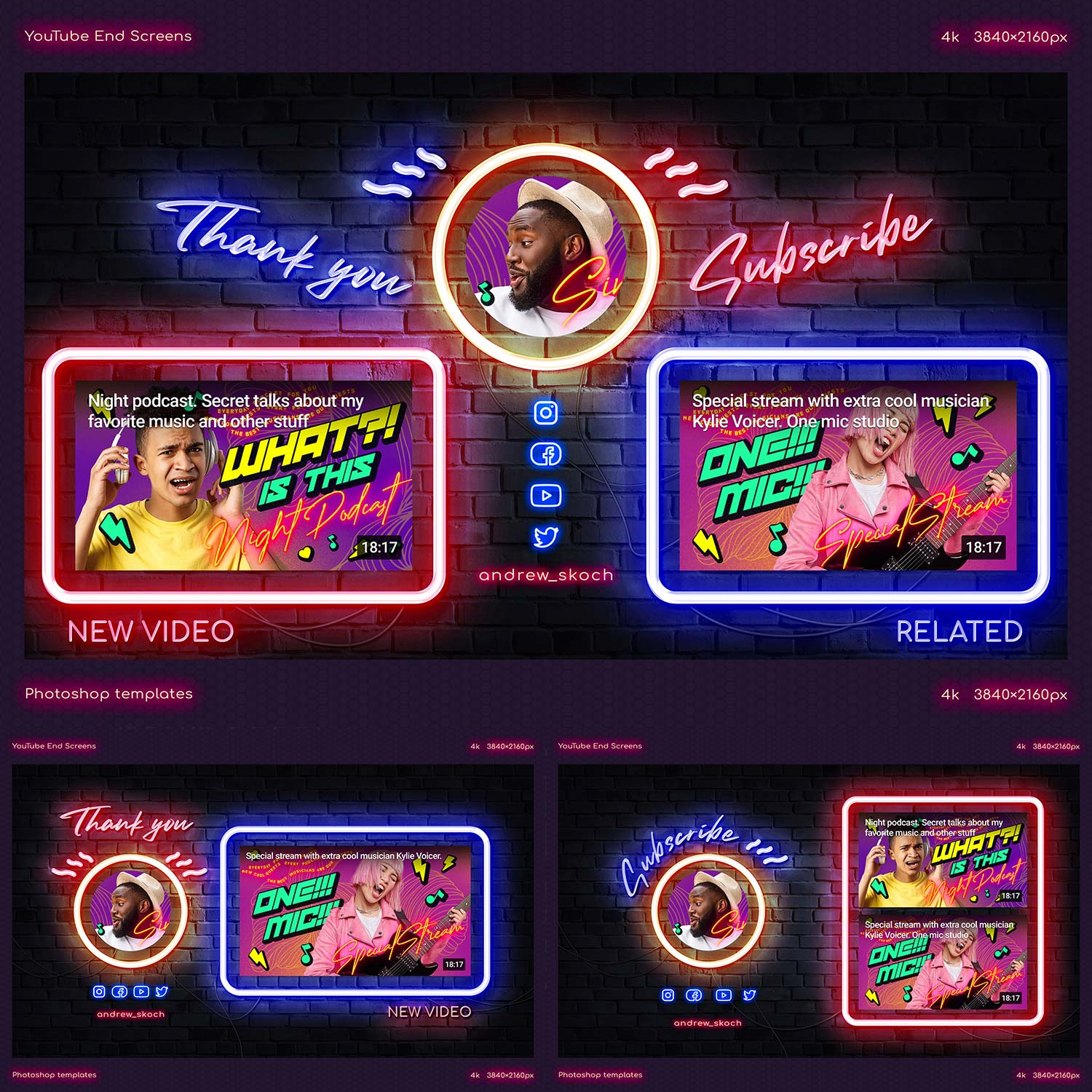Neon YouTube End Screens preview image.