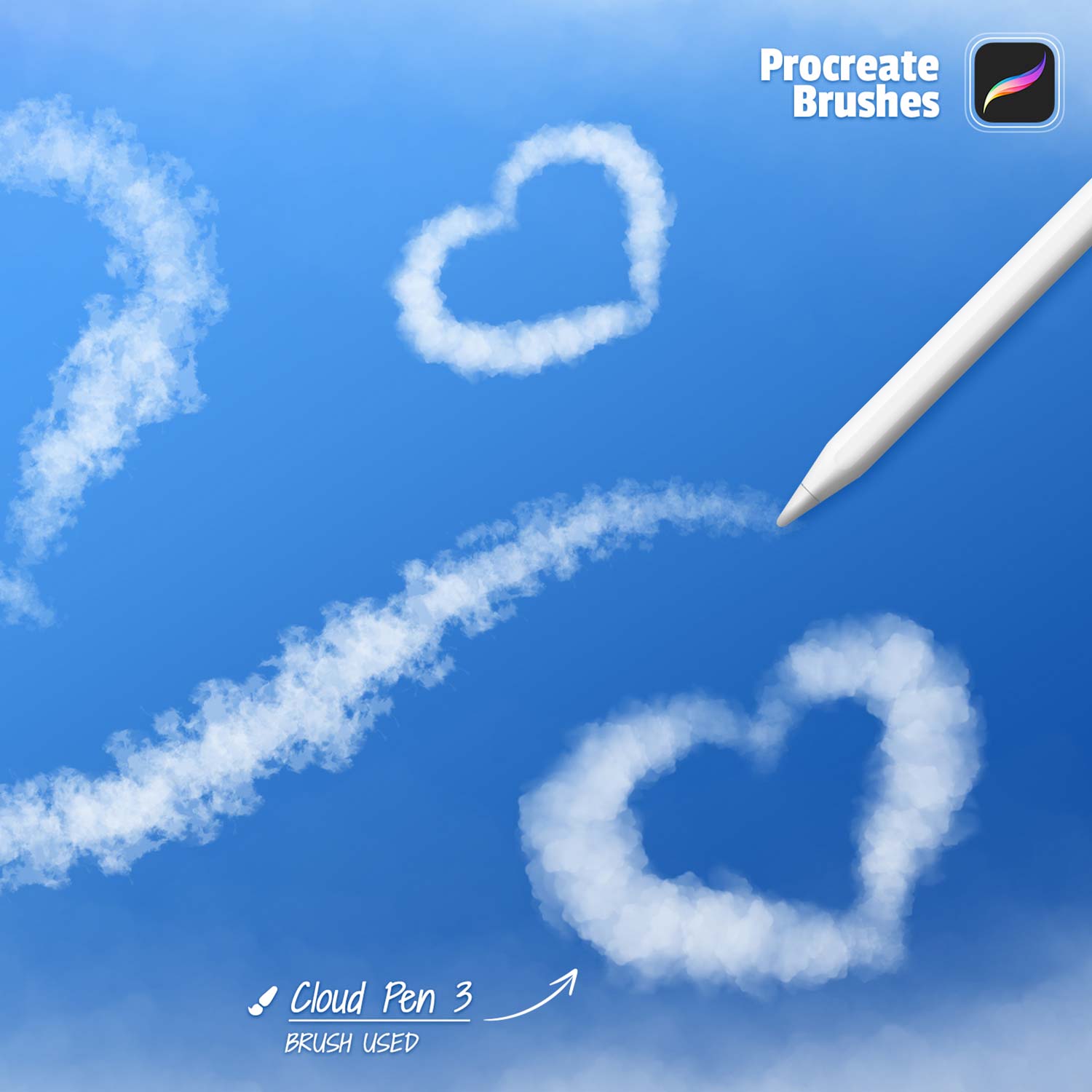 Clouds Procreate Brushes preview image.