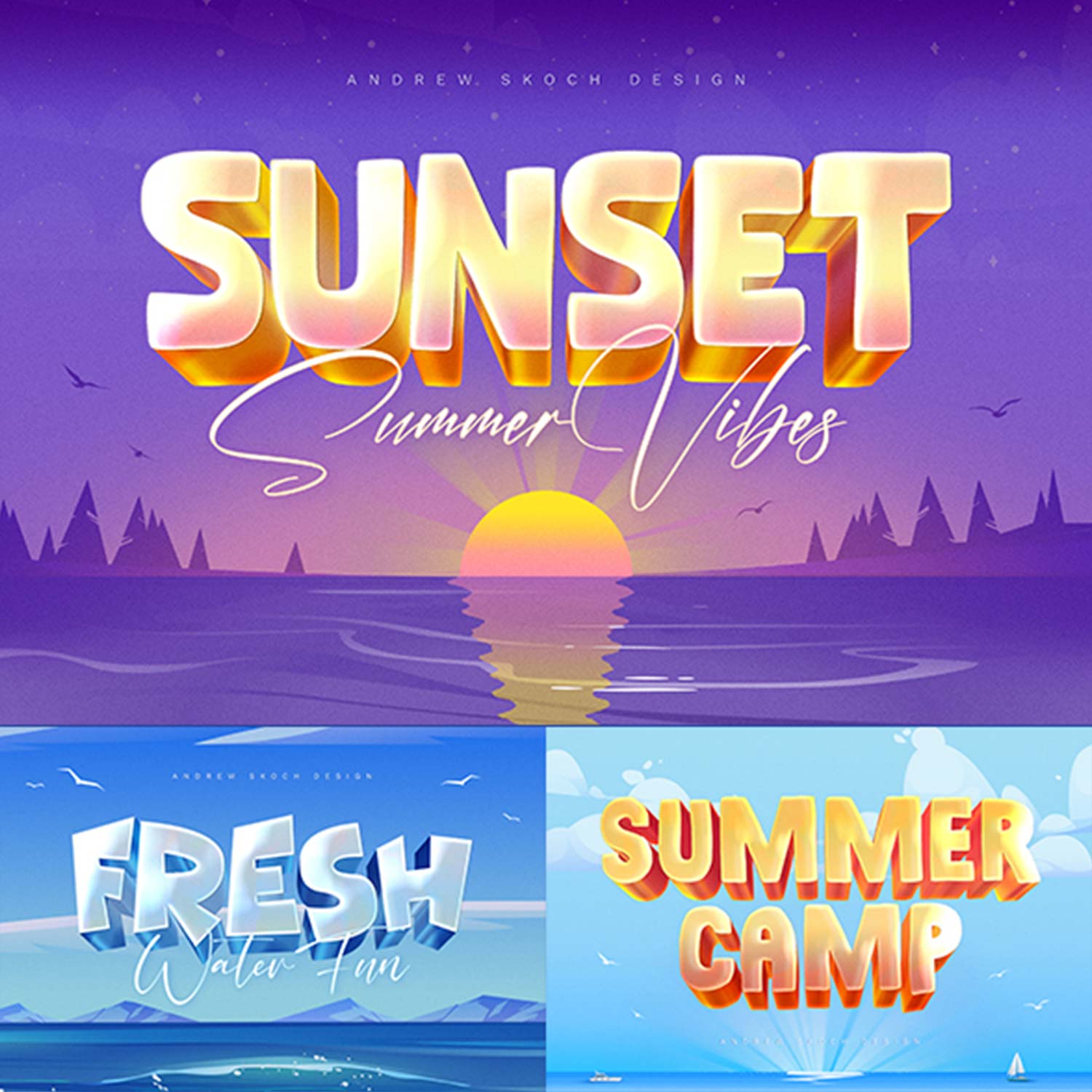 Summer Text Effects Bundle preview image.