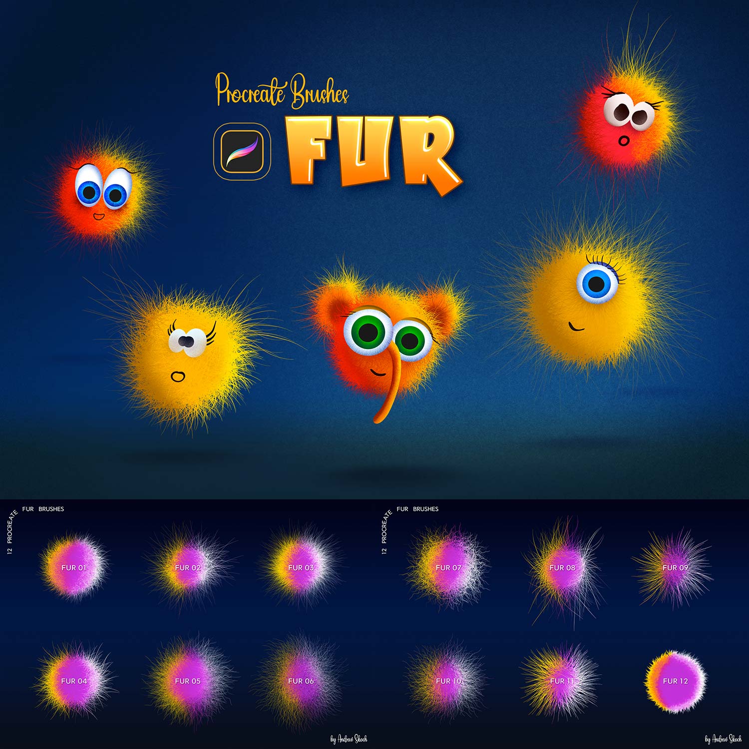 Fur Procreate Brushes preview image.