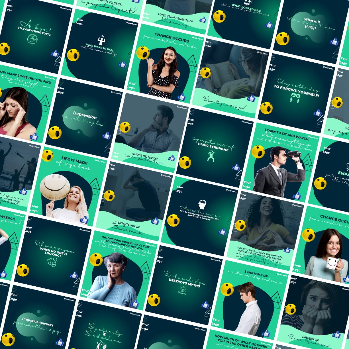 100 Psychology Canva Templates For Social Media preview image.