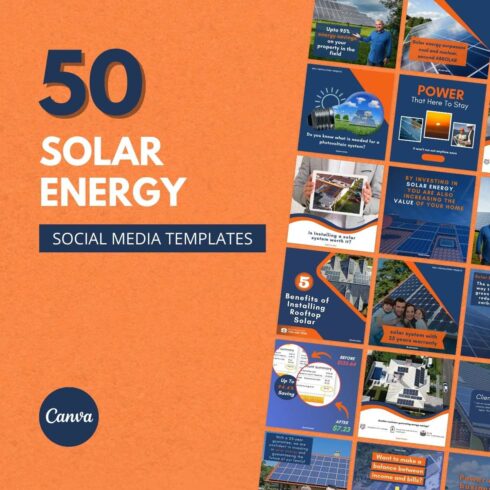 50 Solar Energy Canva Templates For Social Media cover image.
