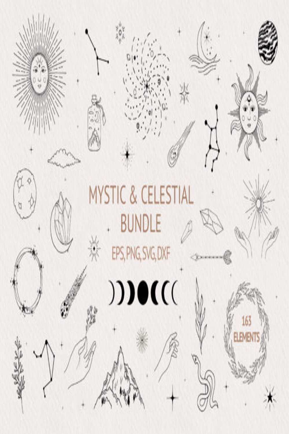 Hand Drawn Mystic & Celestial Bundle Reselling pinterest preview image.