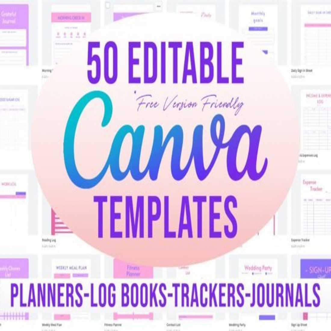 50 Editable Canva Templates preview image.