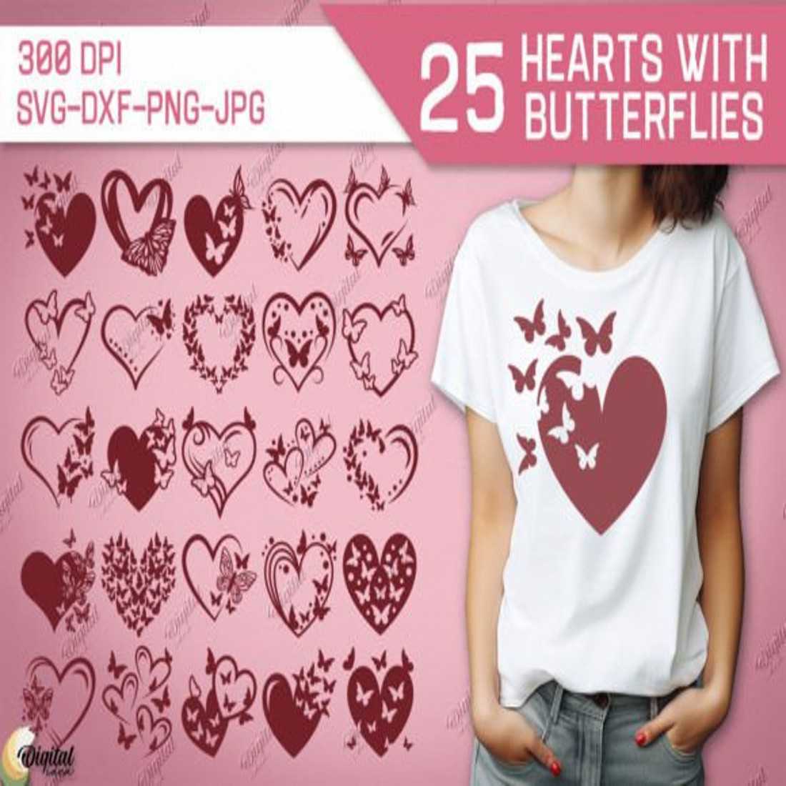 Butterfly Heart SVG Bundle T-shirt SVG cover image.