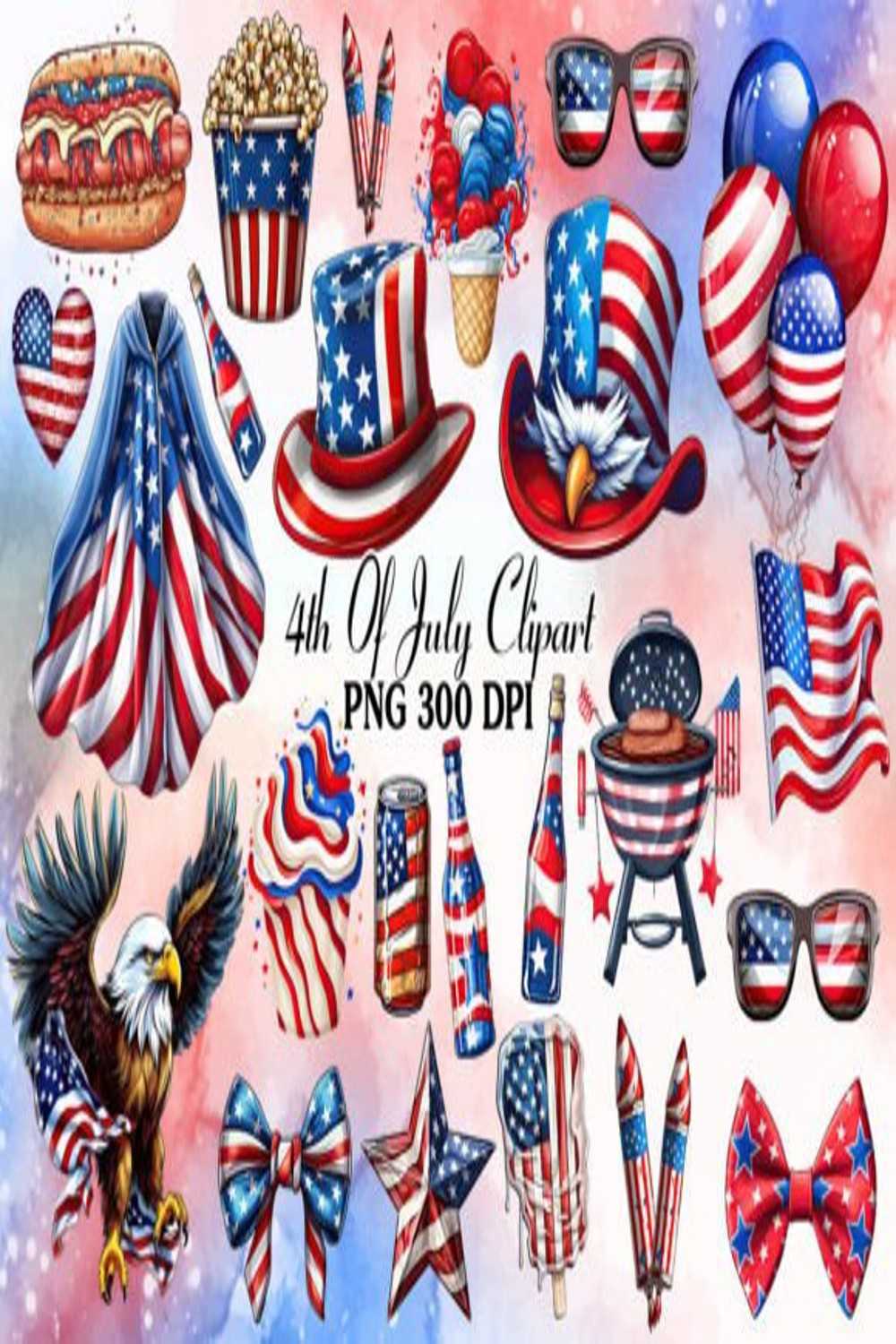 4th of July Sublimation Clipart pinterest preview image.