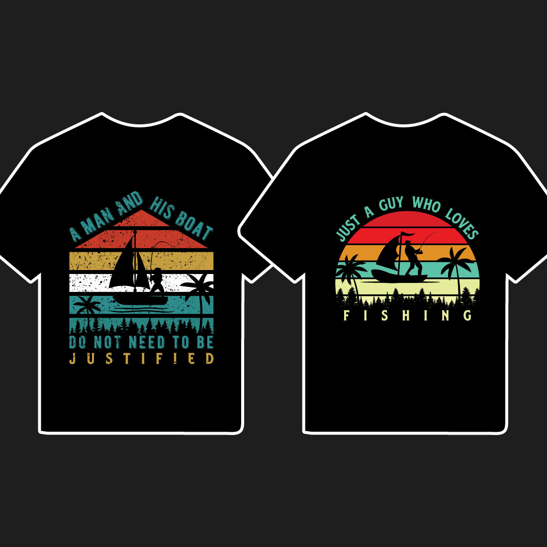 Fishing t shirt designs bundle preview image.