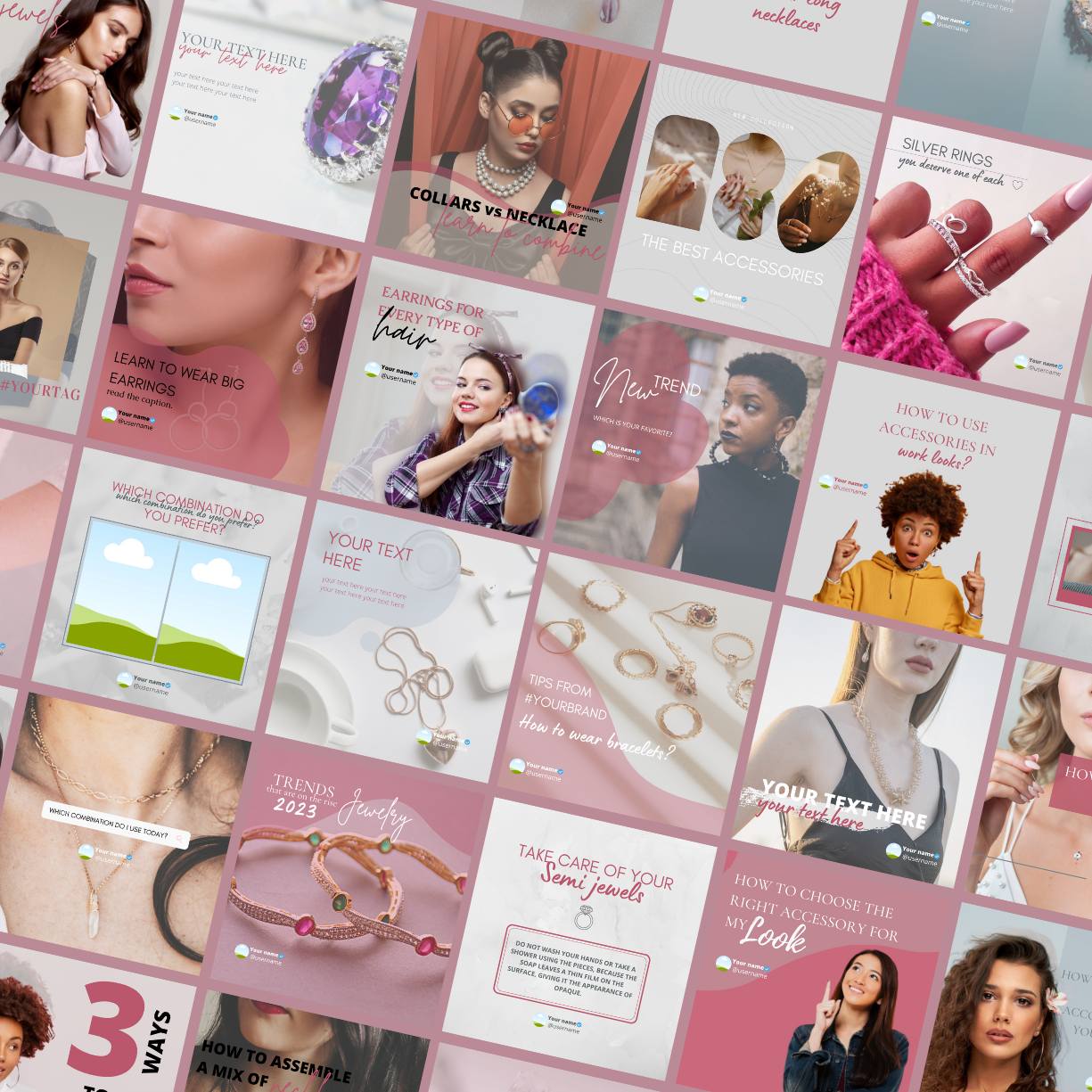 50 Premium Jewelry Canva Templates For Social Media preview image.
