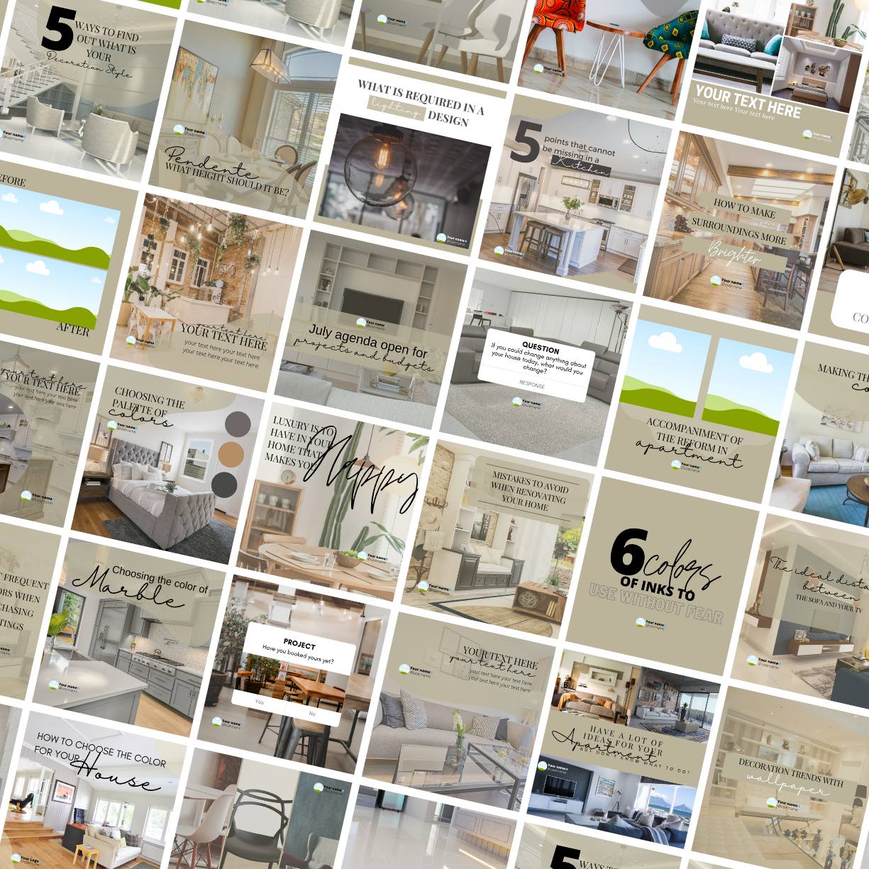 50 Premium Interior Design Canva Templates For Social Media preview image.