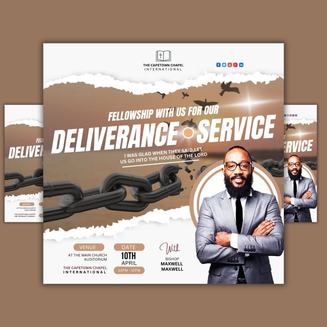 1 Instagram sized Canva Church Deliverance Service Design Template Bundle – $4 preview image.