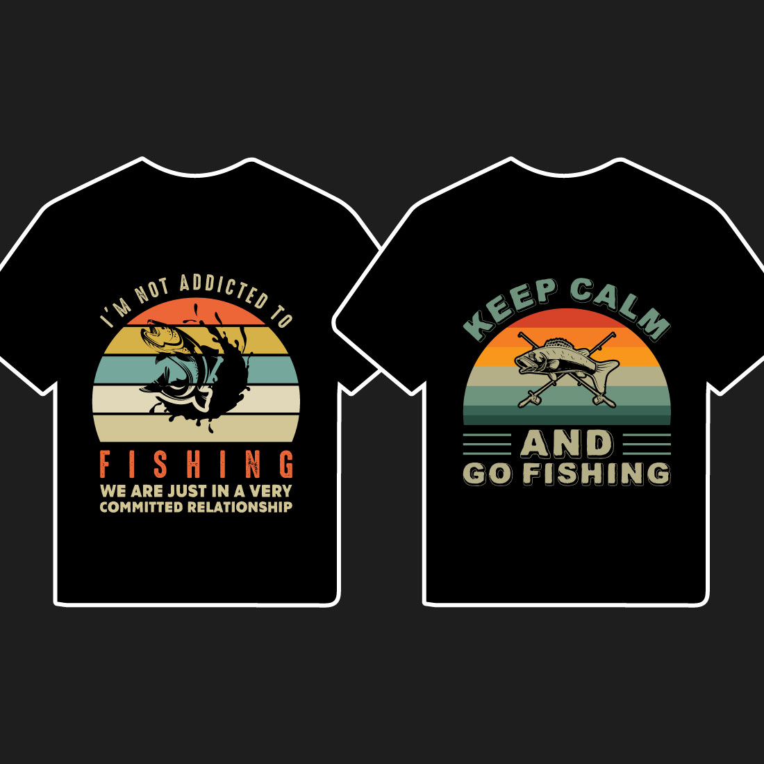 10 Fishing T shirt Design Vector Bundle preview image.