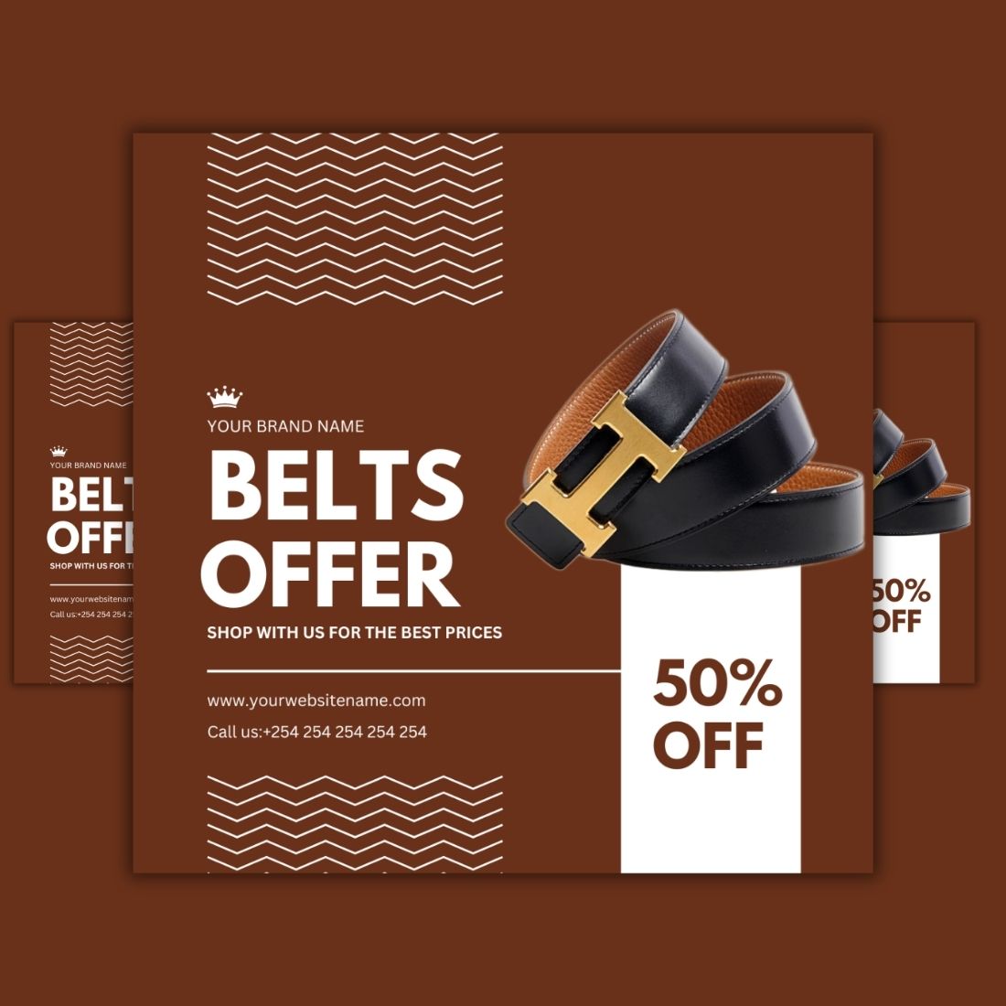 1 Instagram sized Canva Belt Offer Design Template Bundle – $4 preview image.