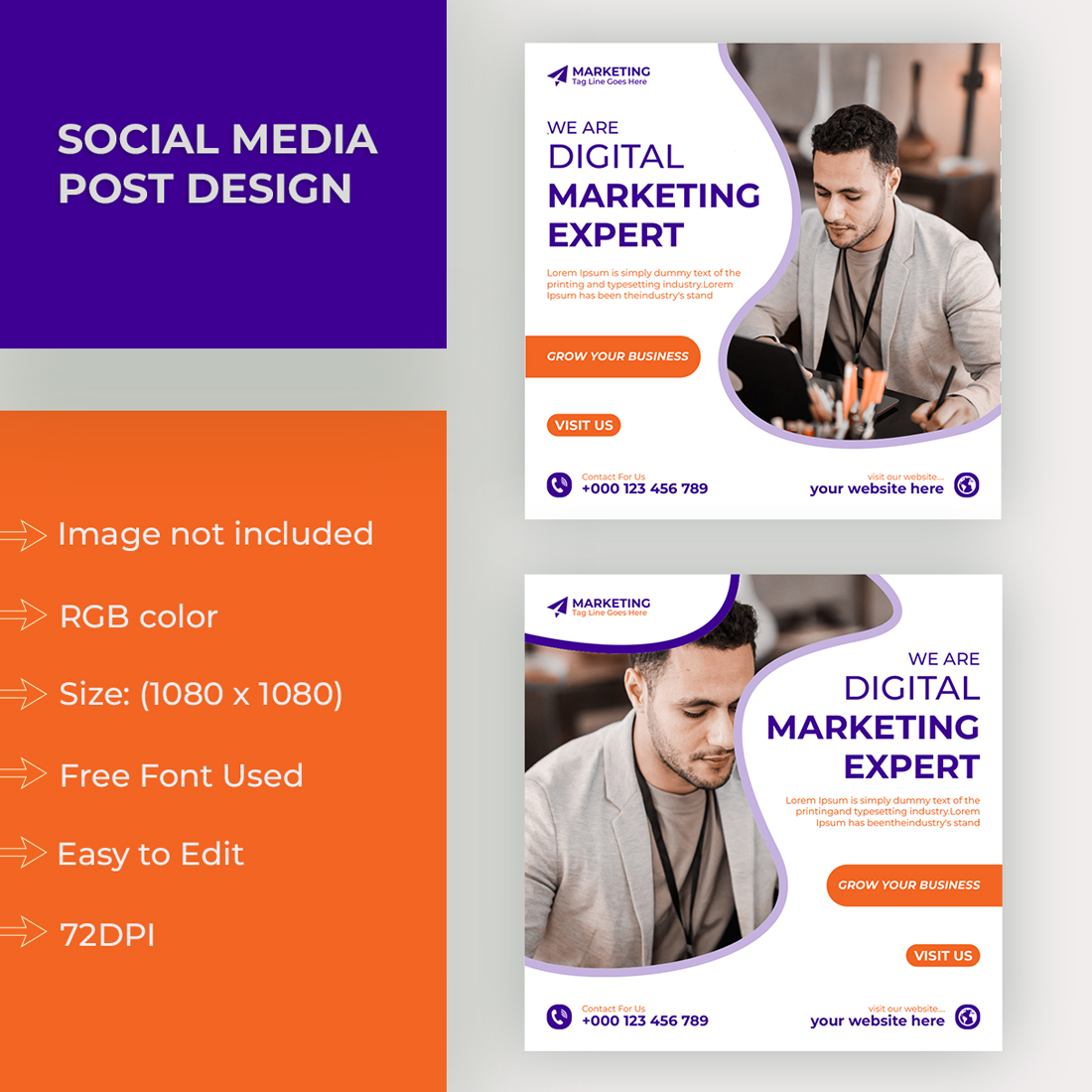 Digital marketing, social media posts and Instagram template design preview image.