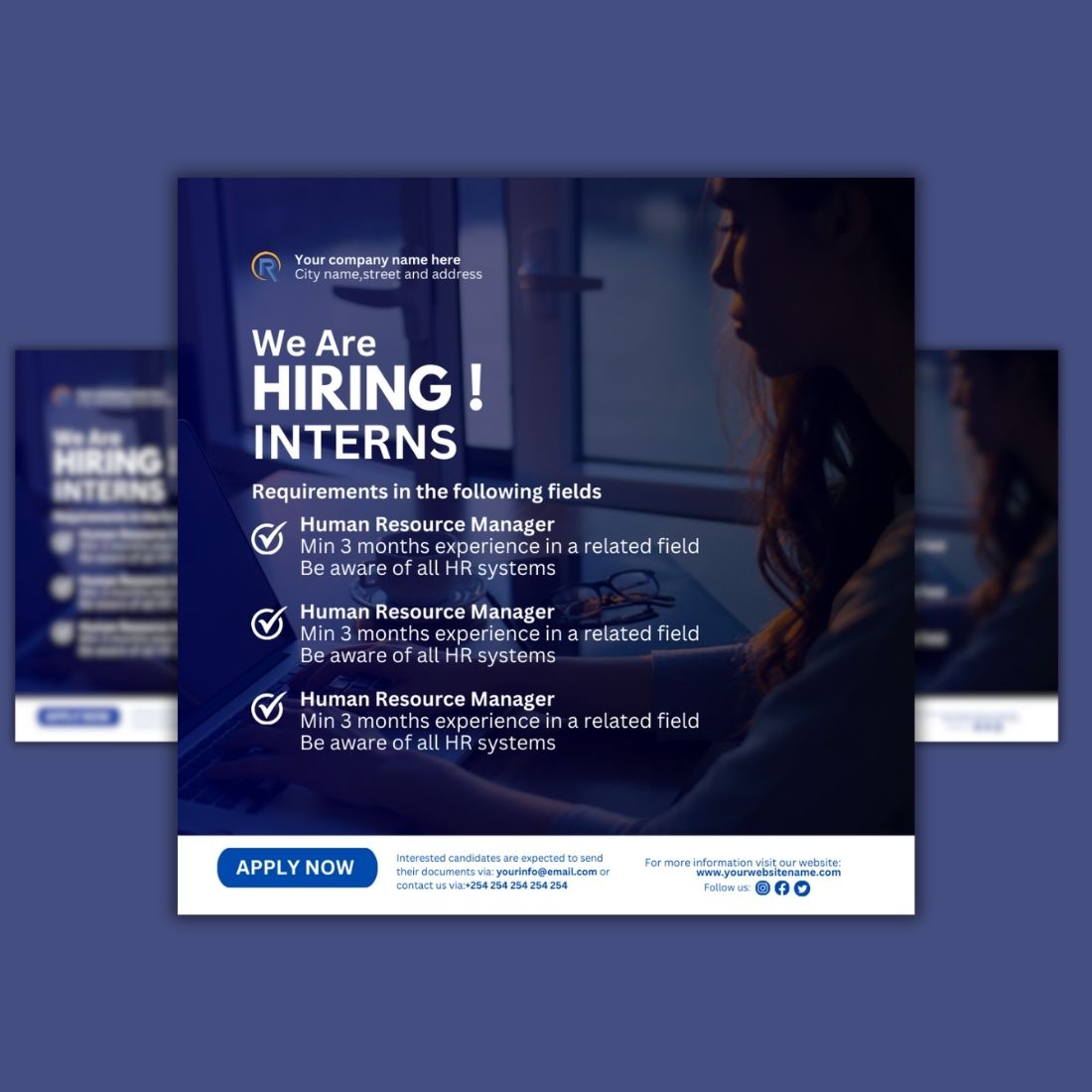 1 Instagram sized Canva Hiring Design Template - $4 preview image.