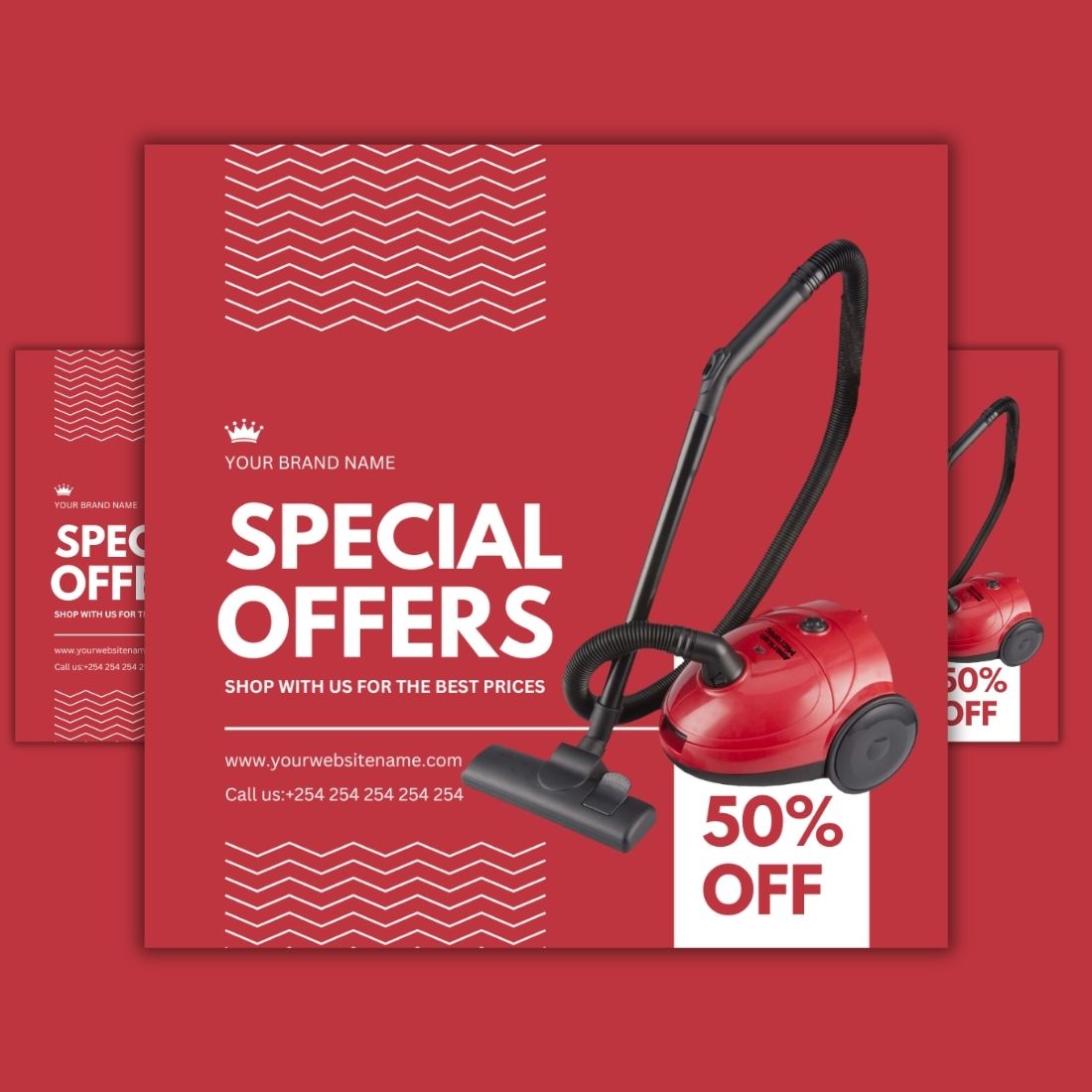 1 Instagram sized Canva Vacuum Cleaner Special Offers Template Bundle – $4 preview image.
