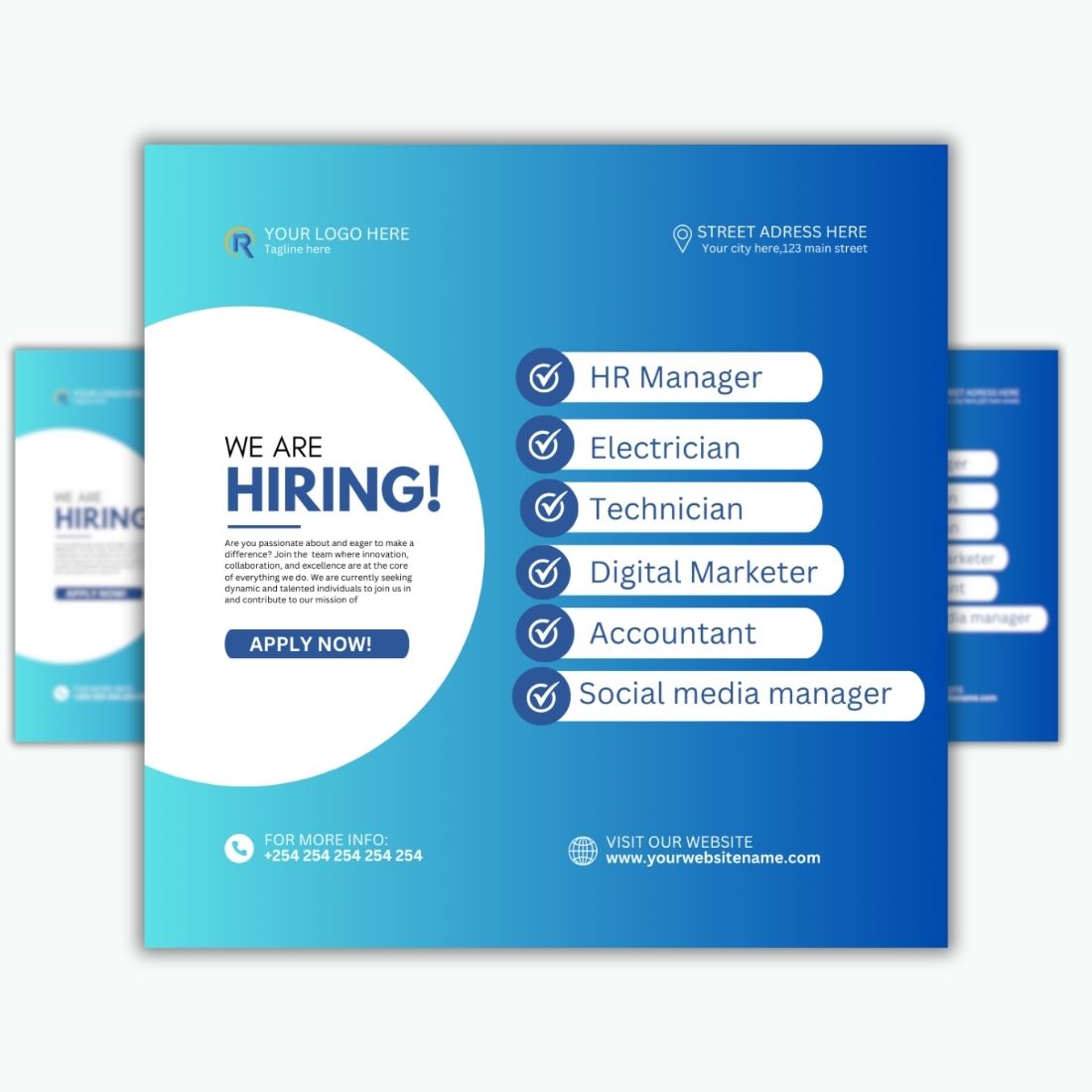 1 Instagram sized Canva Hiring Design Template -$4 preview image.