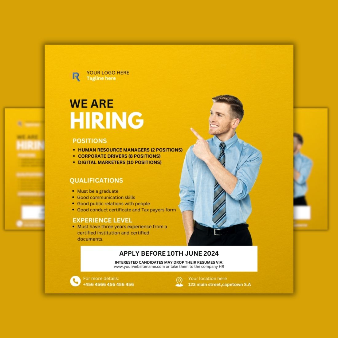 1 Instagram Sized Canva Hiring Design Template Bundle - $4 preview image.