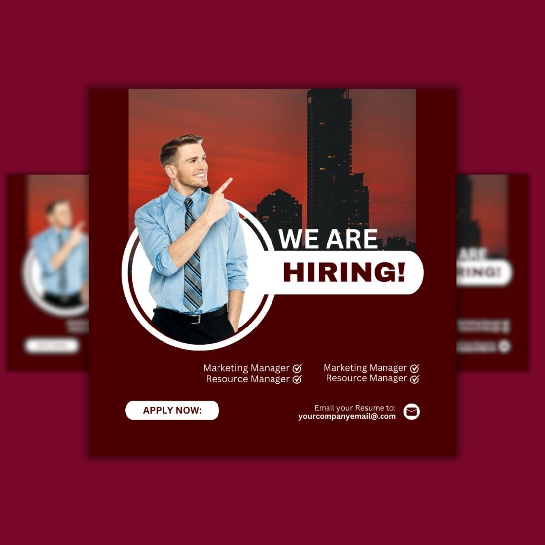 1 Instagram Sized Canva Hiring Design Template -$4 preview image.