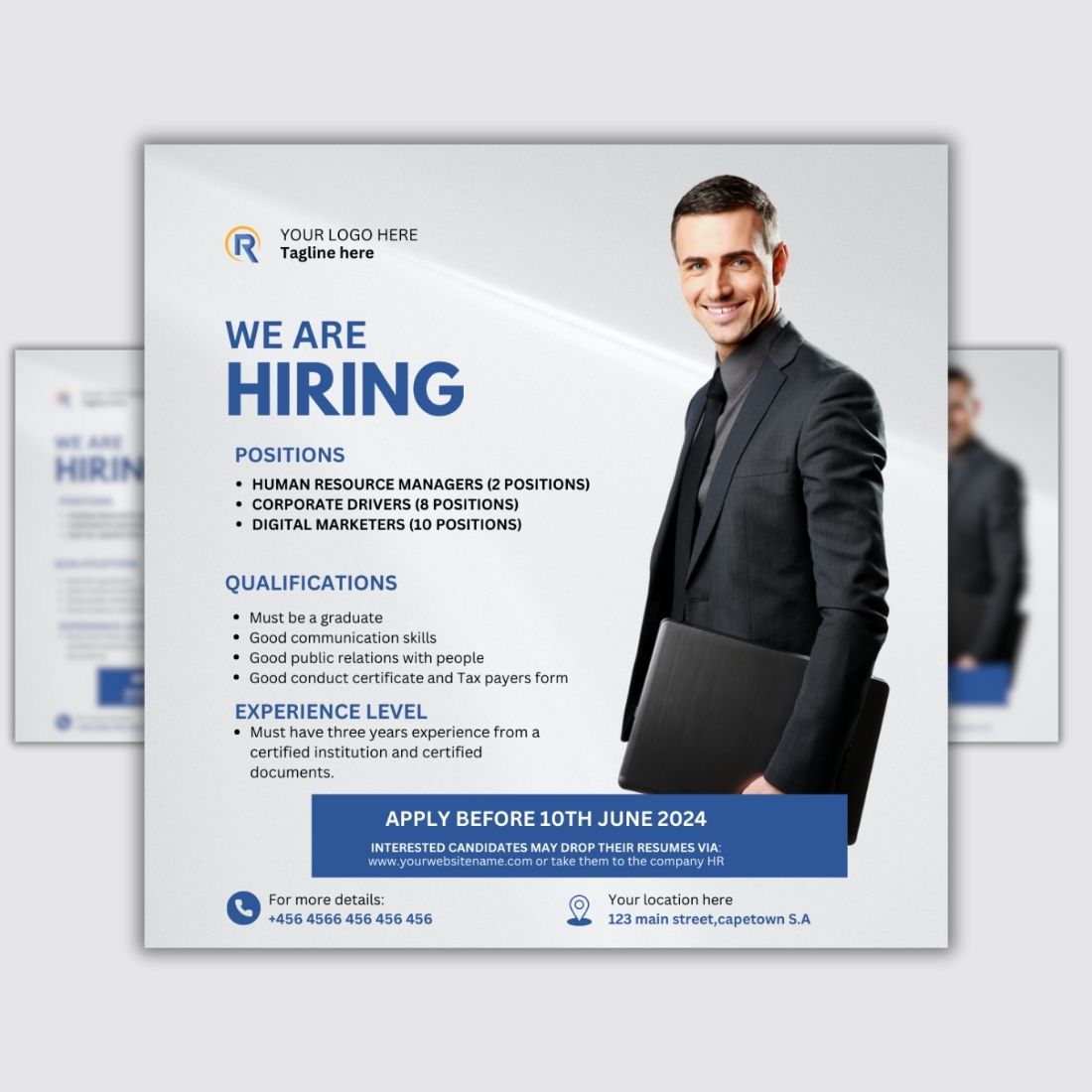 1 Instagram Sized Canva Hiring Design Template Bundle - $4 preview image.