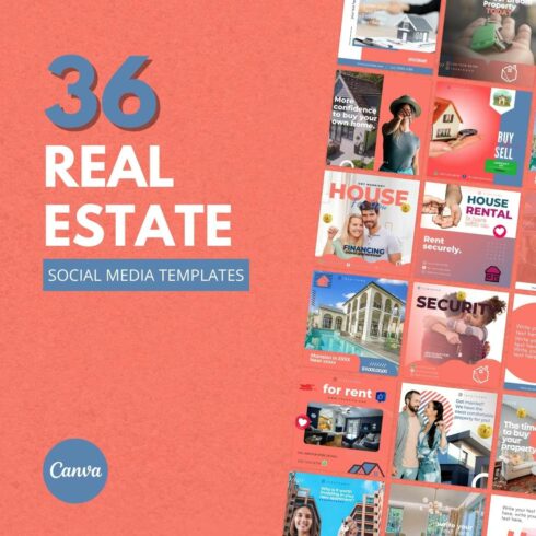 36 Real Estate Canva Templates For Social Media cover image.