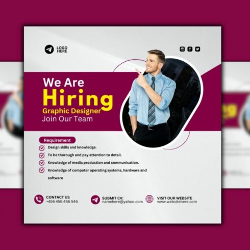 1 Instagram Sized Canva Hiring Design Template - $4 cover image.