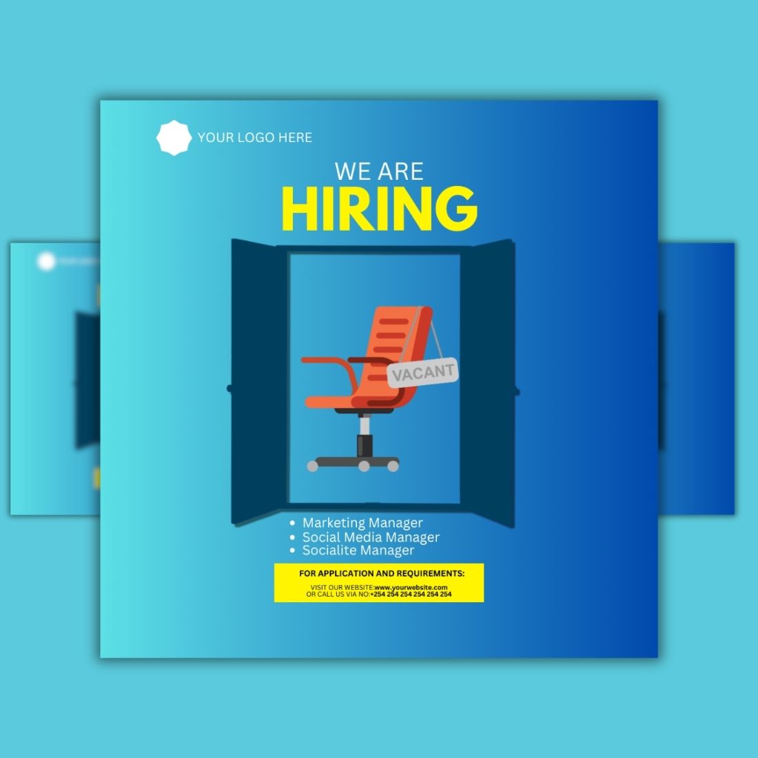 1 Instagram Sized Canva Hiring Design Template - $4 preview image.