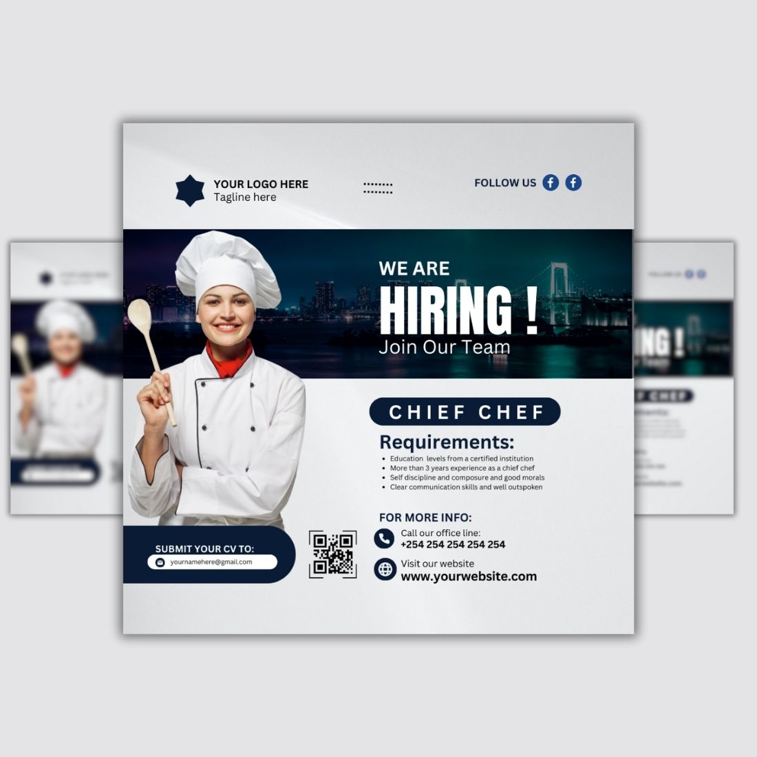 1 Instagram sized Canva Hiring Design Template -$4 preview image.