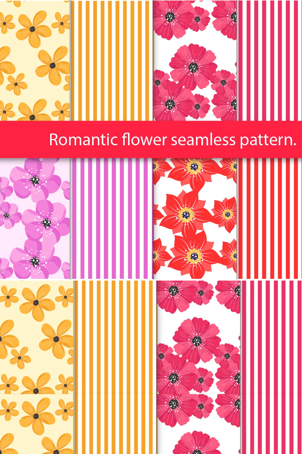 Romantic Seamless Pattern Flower pinterest preview image.