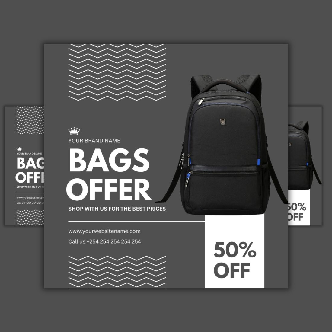1 Instagram sized Canva Bag Offer Design Template Bundle – $4 preview image.