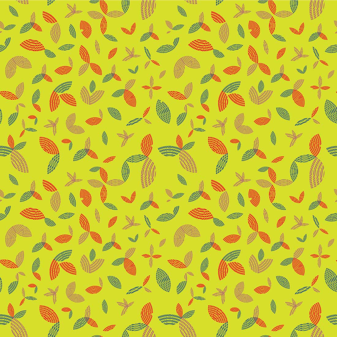 Geometric Leaf Hand Drawn Seamless Pattern Pro Vector preview image.