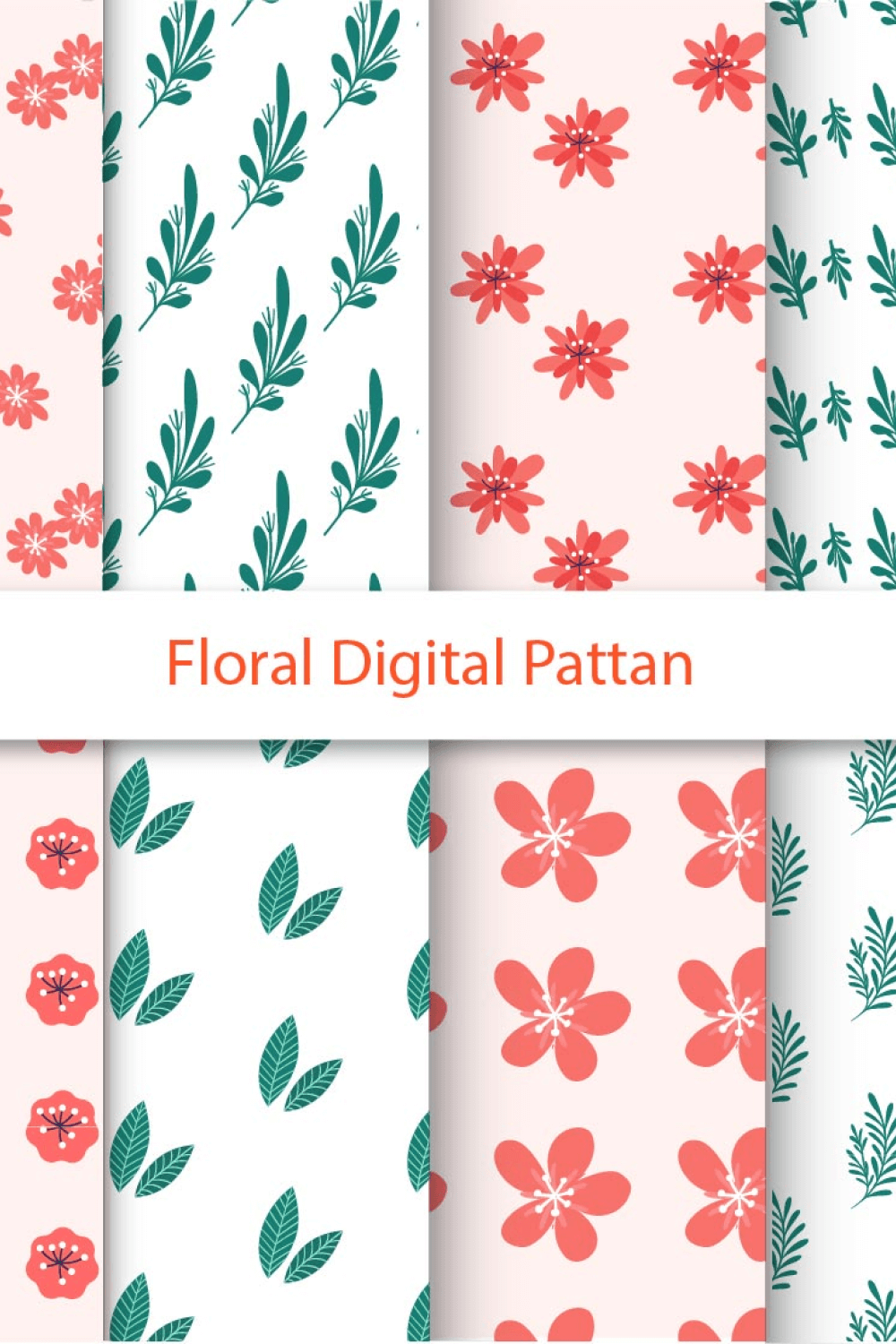 Floral Digital pattern pinterest preview image.