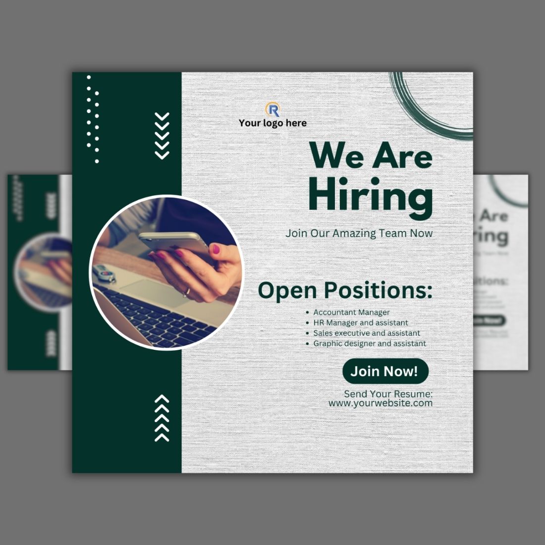 1 Instagram Sized Canva Hiring Design Template - $4 preview image.
