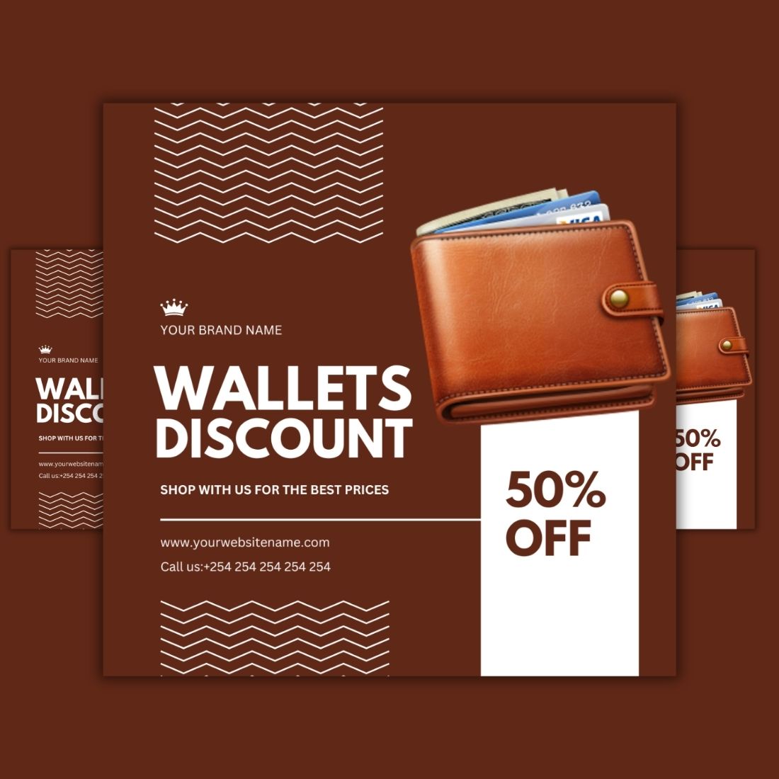 1 Instagram sized Canva Wallets Discount Sale Design Template Bundle – $4 preview image.