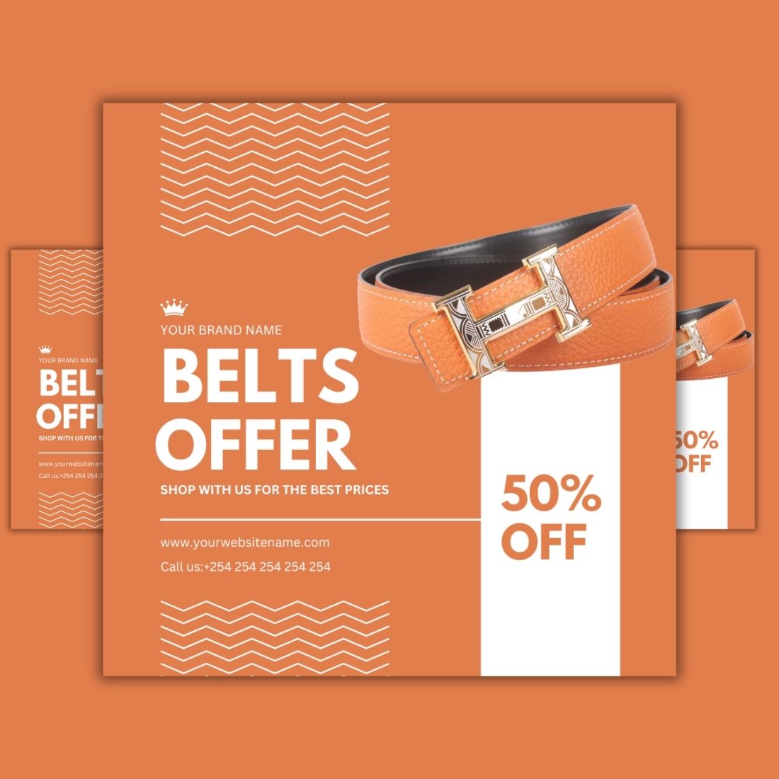 1 Instagram sized Canva Belts Offer Design Template Bundle – $4 preview image.
