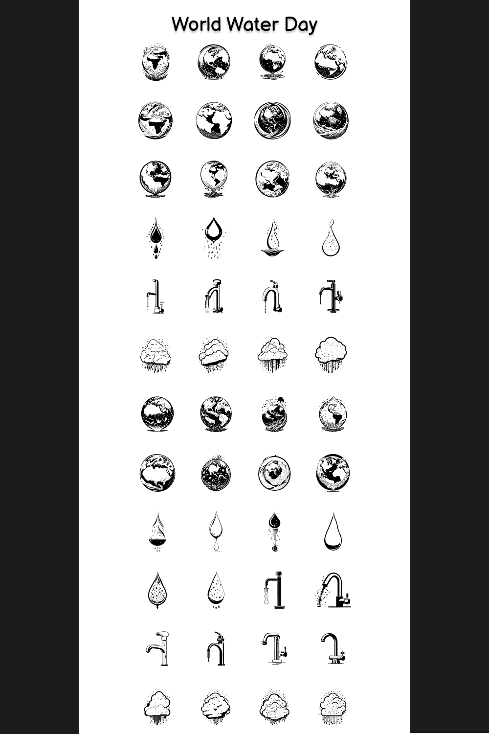 World Water Day Element Draw Black pinterest preview image.