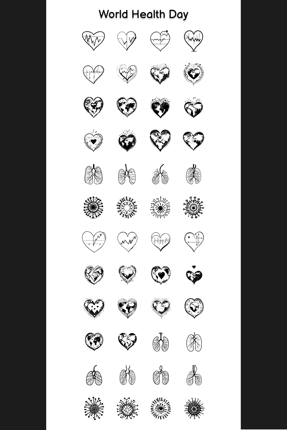 World Health Day Element Draw Black pinterest preview image.