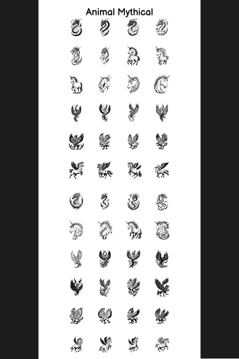 Animal Mythical Element Draw Black pinterest preview image.