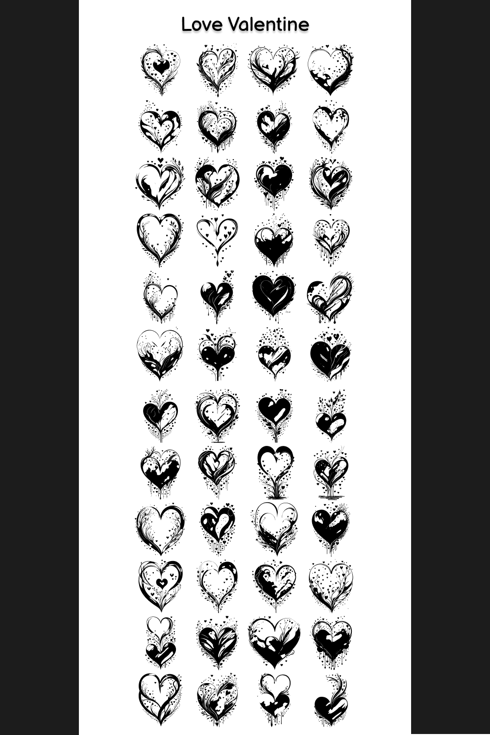 Love Valentine Element Draw Black pinterest preview image.