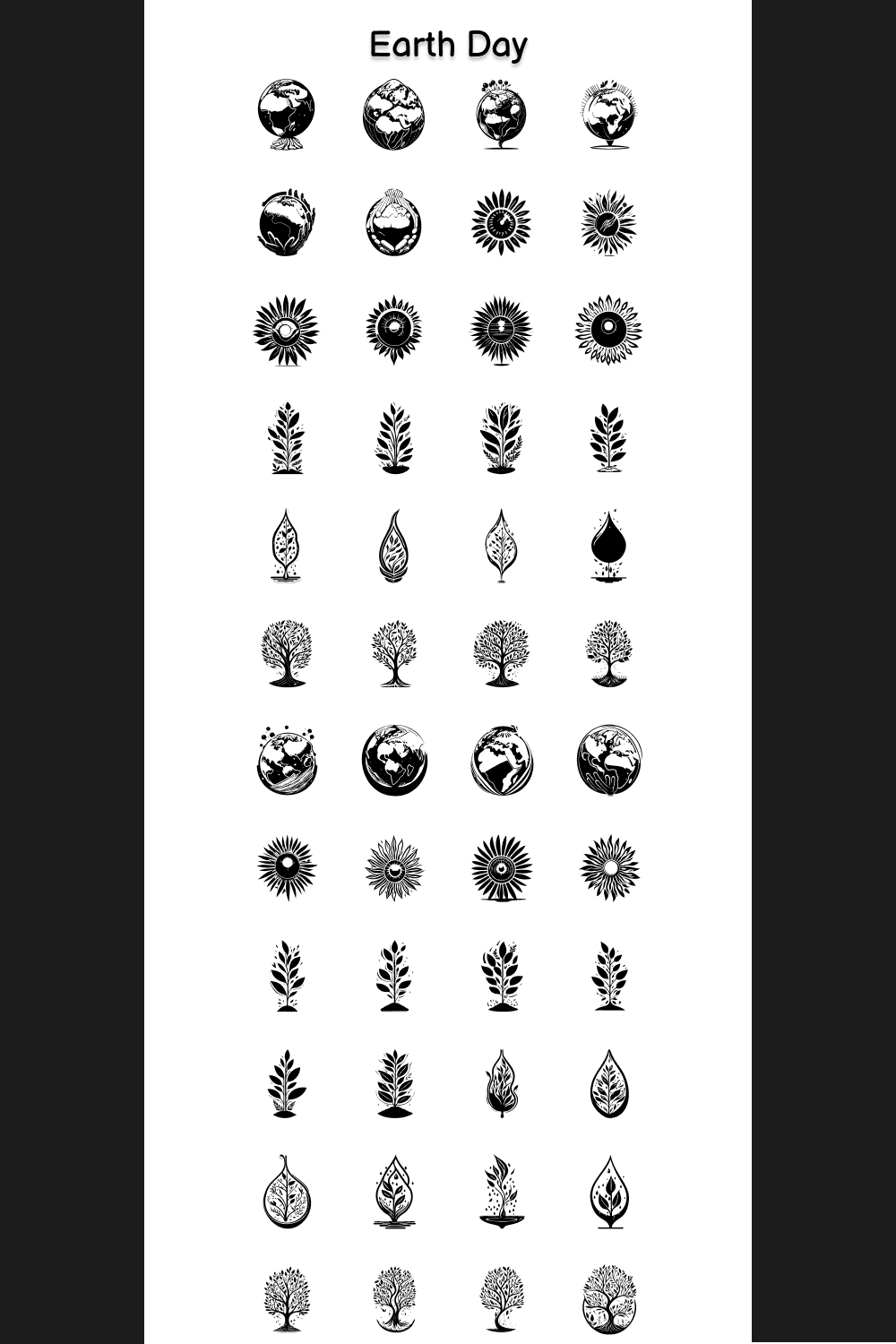 Earth Day Element Draw Black pinterest preview image.