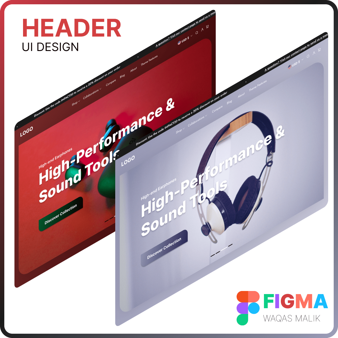 2 Web Header UI Design For E-commerce for 11$ cover image.