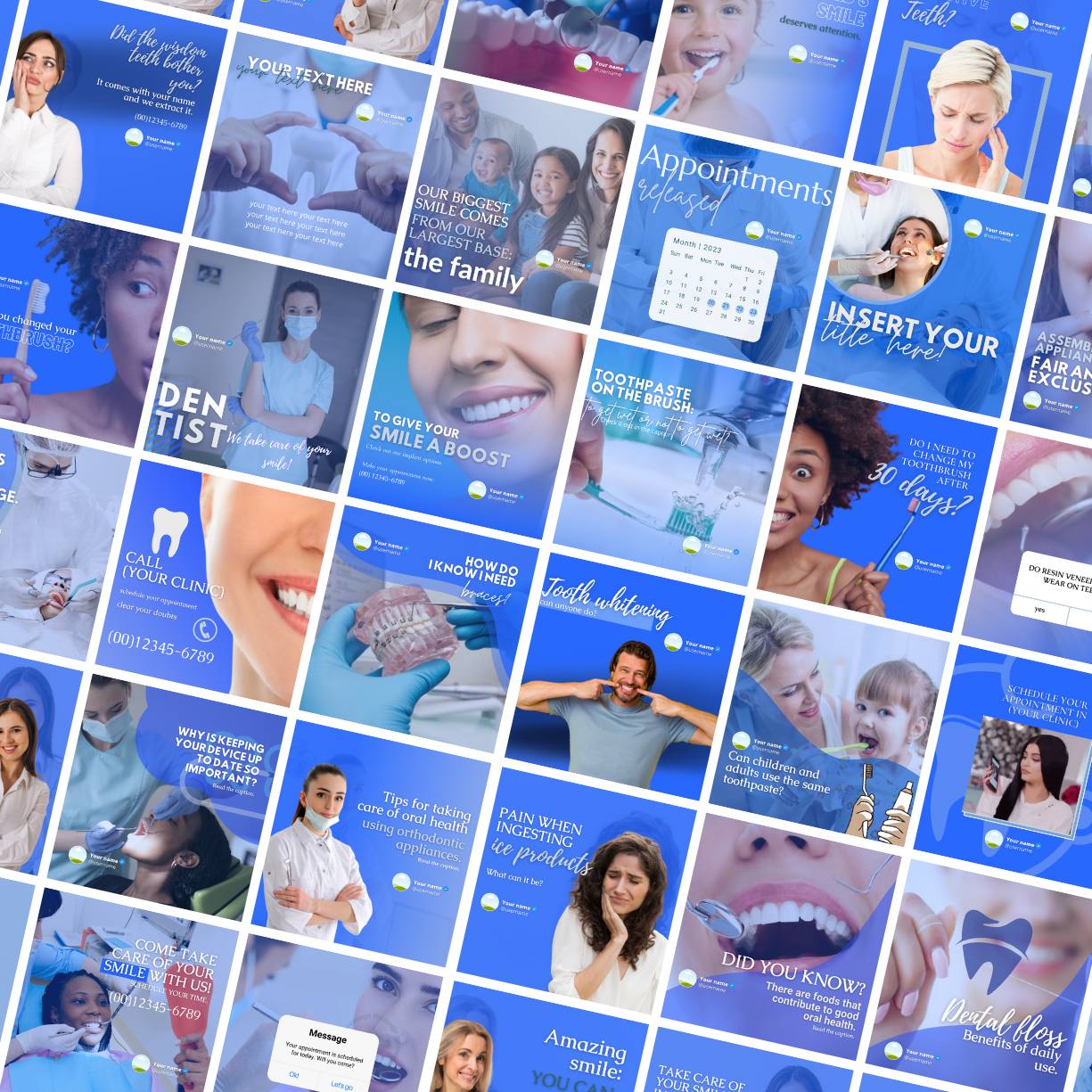 70 Premium Dentist Canva Templates For Social Media preview image.